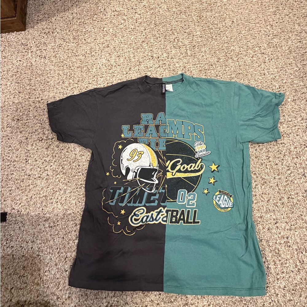 Divided Black and Green Graphic Tee